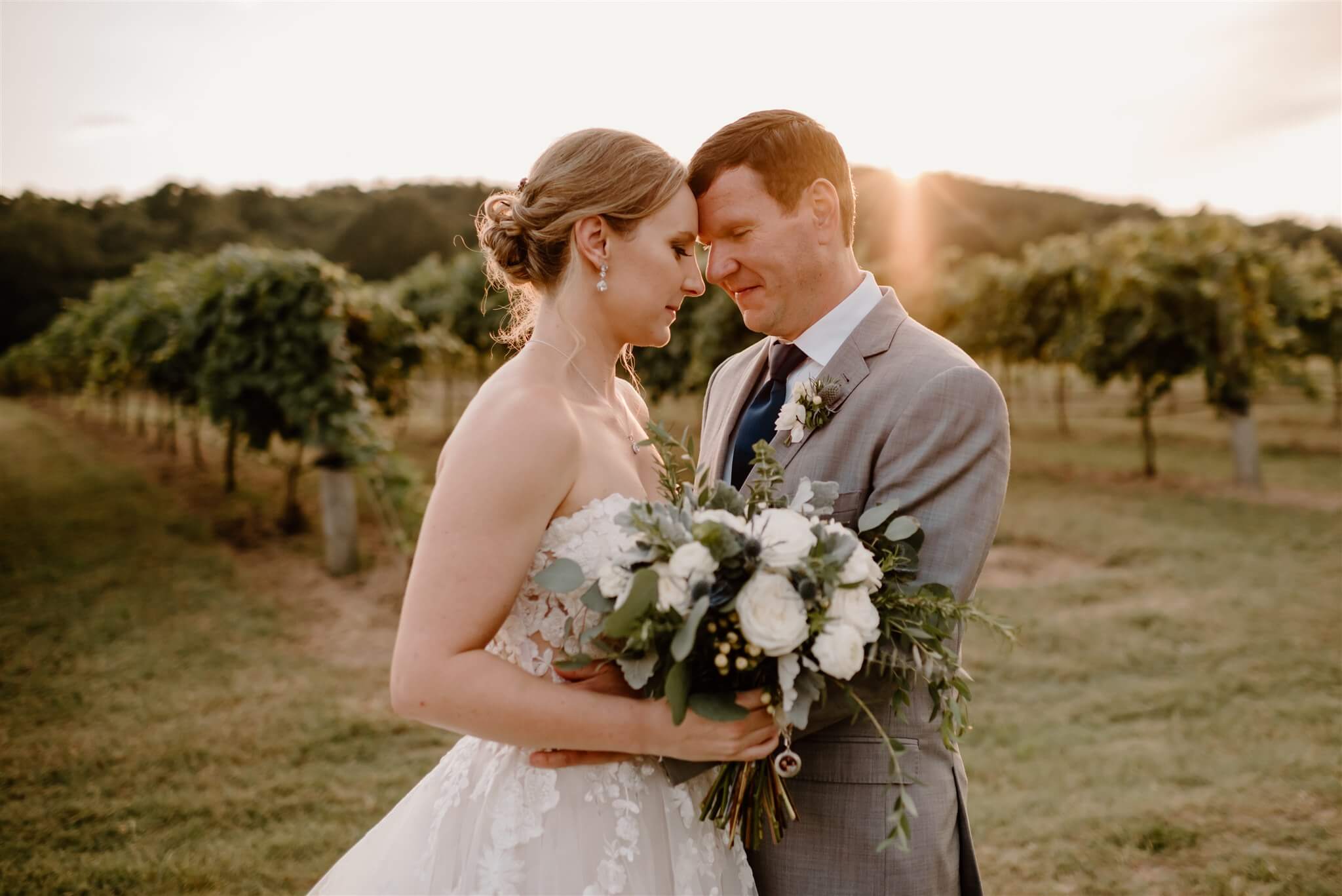 Bride and Groom at Sunset Lodge at Rusty Tractor Vineyards in Little Rock AR