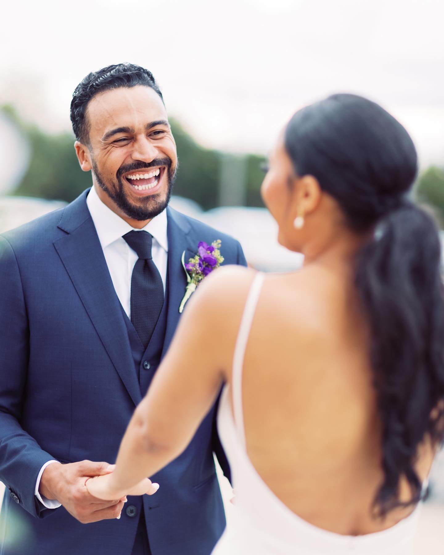 Grooms sweet reaction at first look