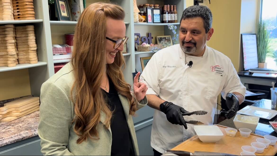 Chef Serge teaches Leah to cook on Cooking with the Kriks