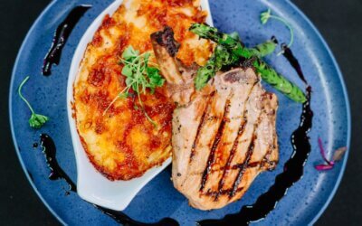 Pork Chops with Balsamic Reduction and Au Gratin Potatoes Recipes