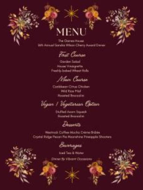 The Gaines House 16th Awards Dinner Menu Store Items Chefs Always Avoid