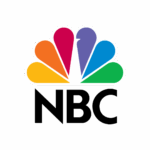 NBC The NBC logo featuring a stylized, colorful peacock with six feathers in red, orange, yellow, green, blue, and purple above bold, black NBC text on a white background.