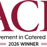 Logo for the ACE Awards, showing large red letters ACE with smaller black text below: Achievement in Catered Events and 2026 WINNER separated by horizontal red lines.